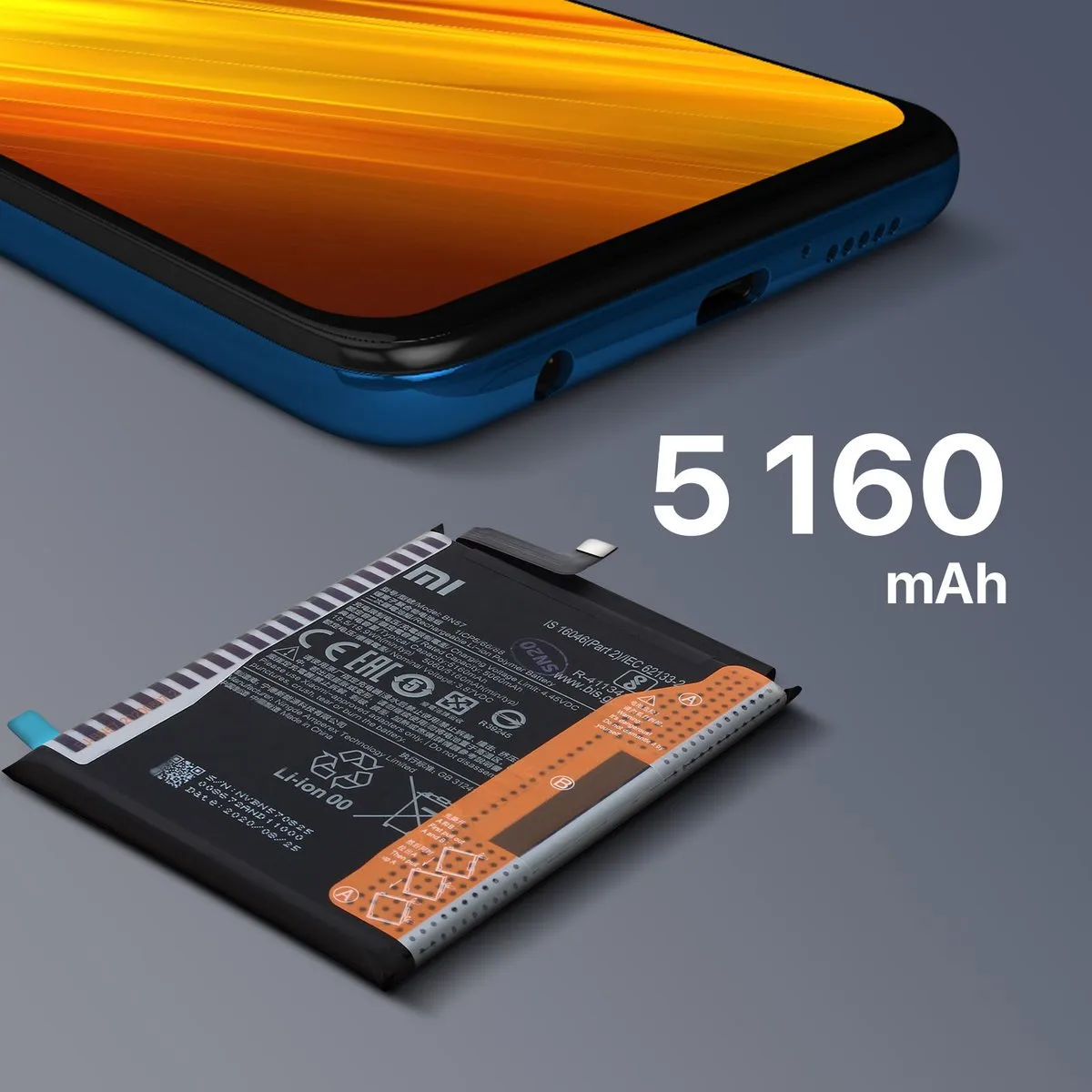 Xiaomi Poco X3 Originele Batterij 5160mAh - Zwart