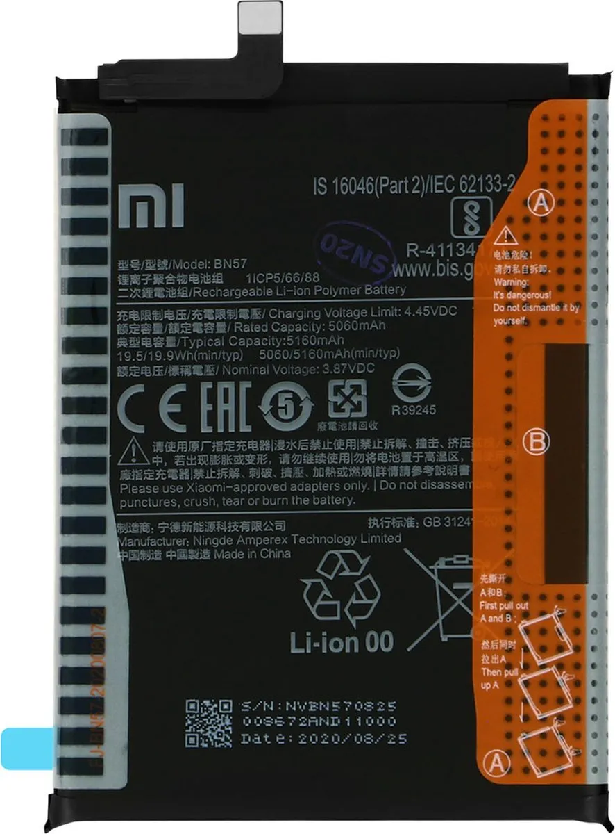 Xiaomi Poco X3 Originele Batterij 5160mAh - Zwart