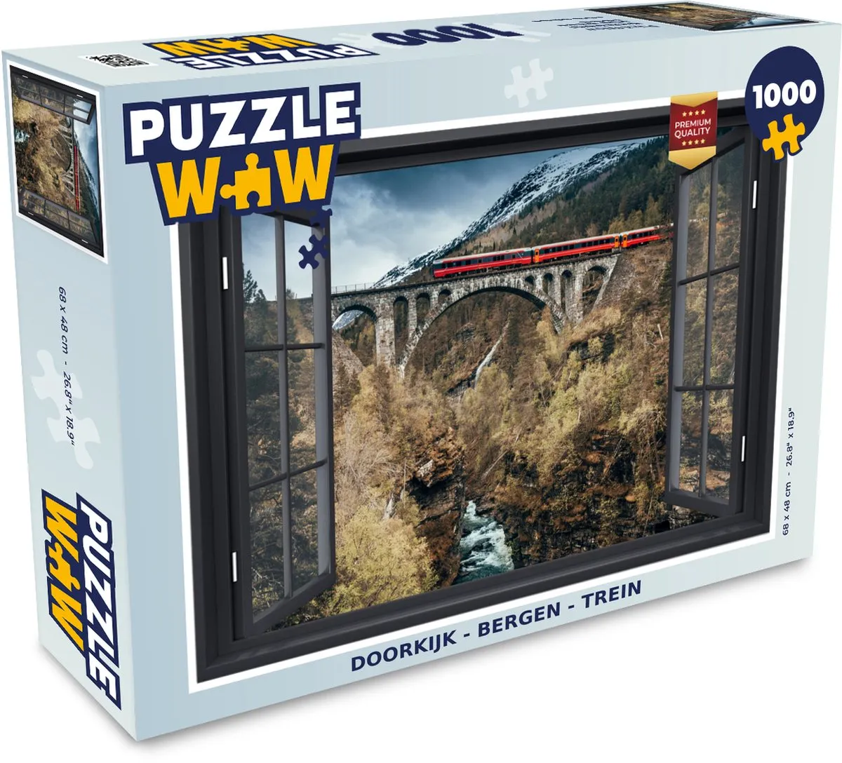PuzzleWow Doorkijk Berg Trein Legpuzzel 1000 Stuks