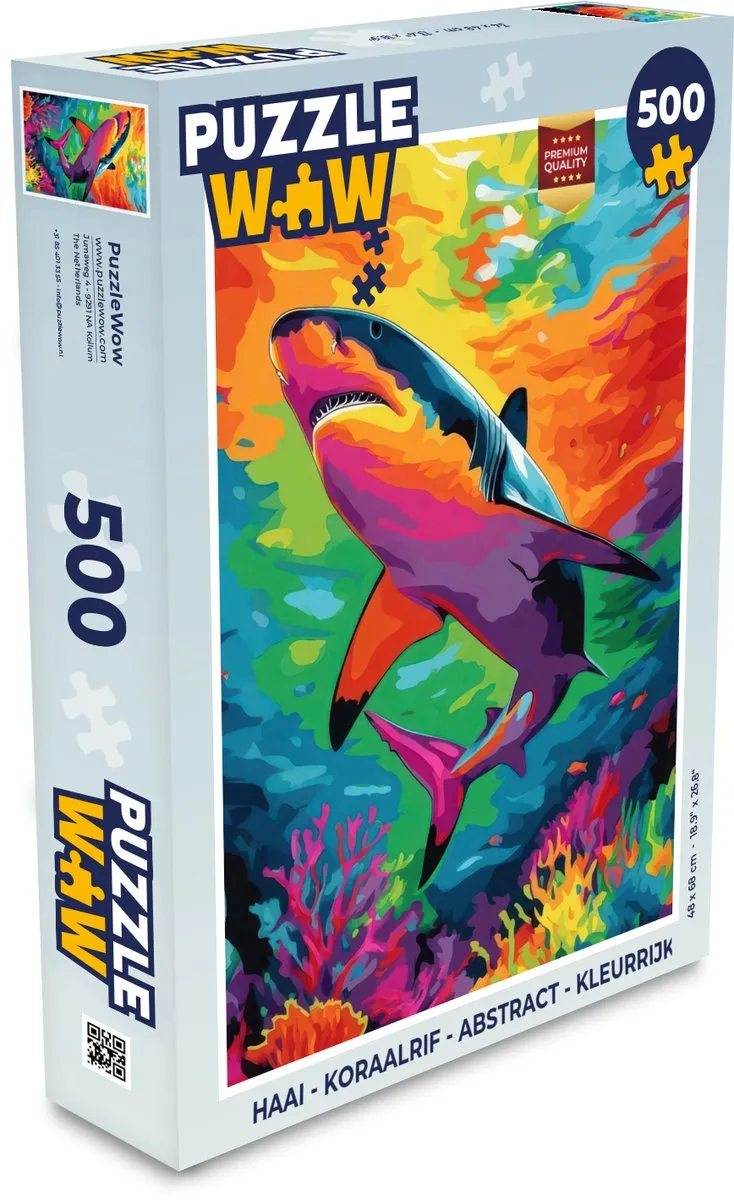 PuzzleWow Haai Koraalrif Legpuzzel 500 Stuks - Kleurrijk
