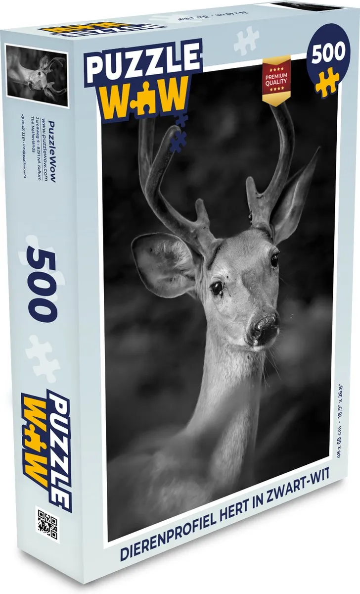 PuzzleWow Dierenprofiel Hert Legpuzzel 500 Stuks