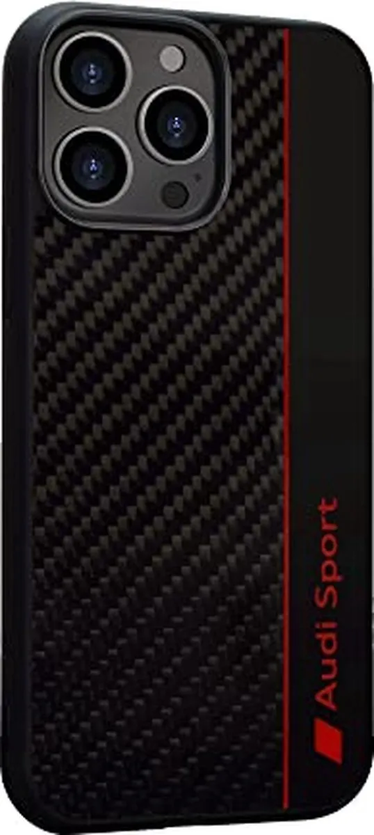 Audi Sport Carbon Fiber iPhone 13 Pro Max Hoes - Zwart