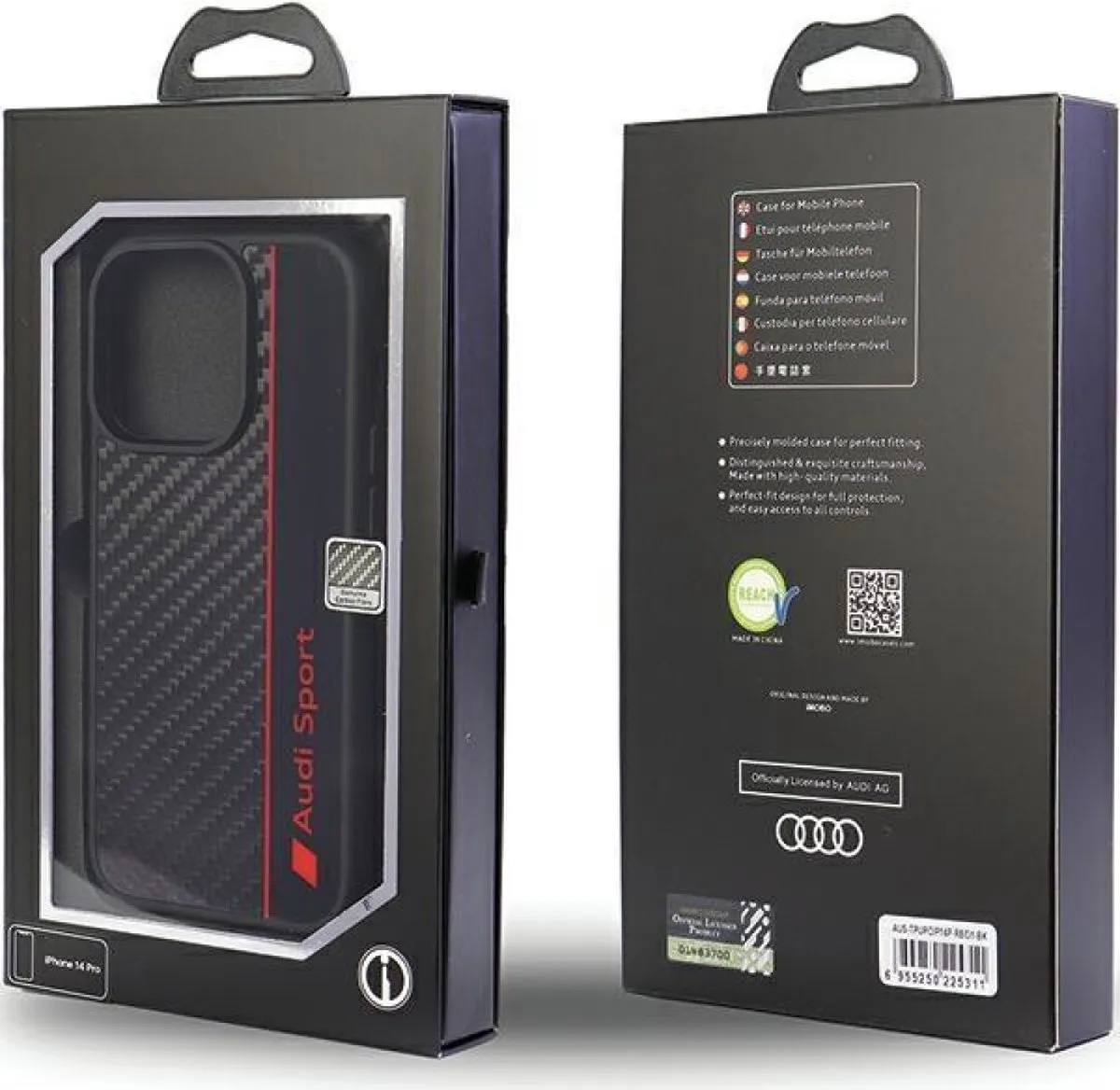 Audi Sport Carbon Fiber iPhone 13 Pro Max Hoes - Zwart