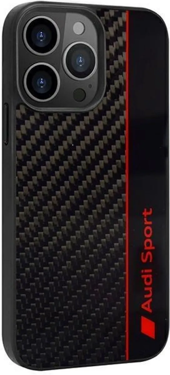 Audi Sport Carbon Fiber iPhone 13 Pro Max Hoes - Zwart