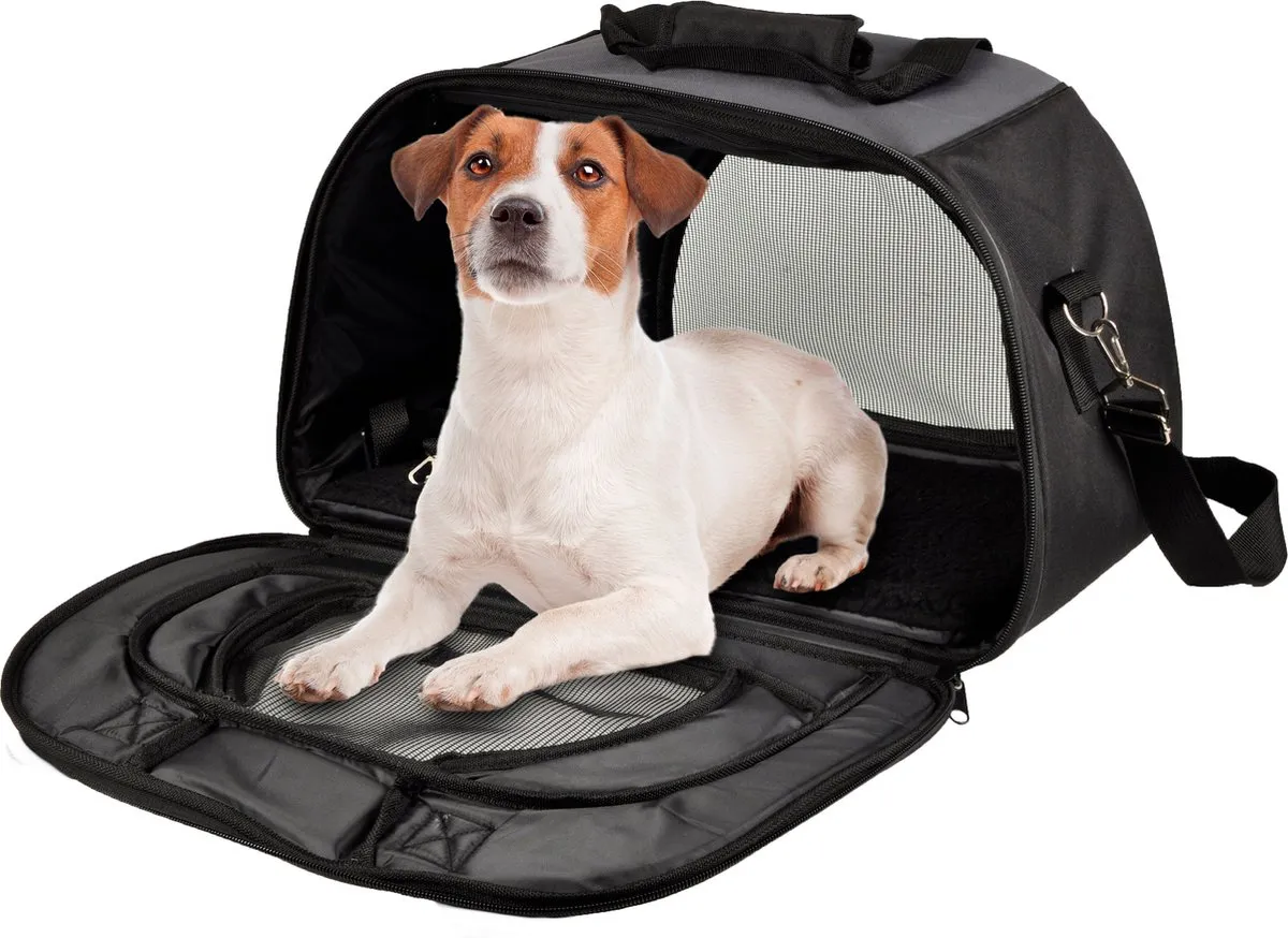 Flamingo Doris Draagtas voor Honden & Katten - 48x29x31cm - Zwart