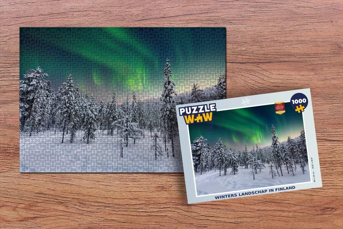 PuzzleWow Winters Landschap Finland Legpuzzel 1000 Stuks - Multicolor