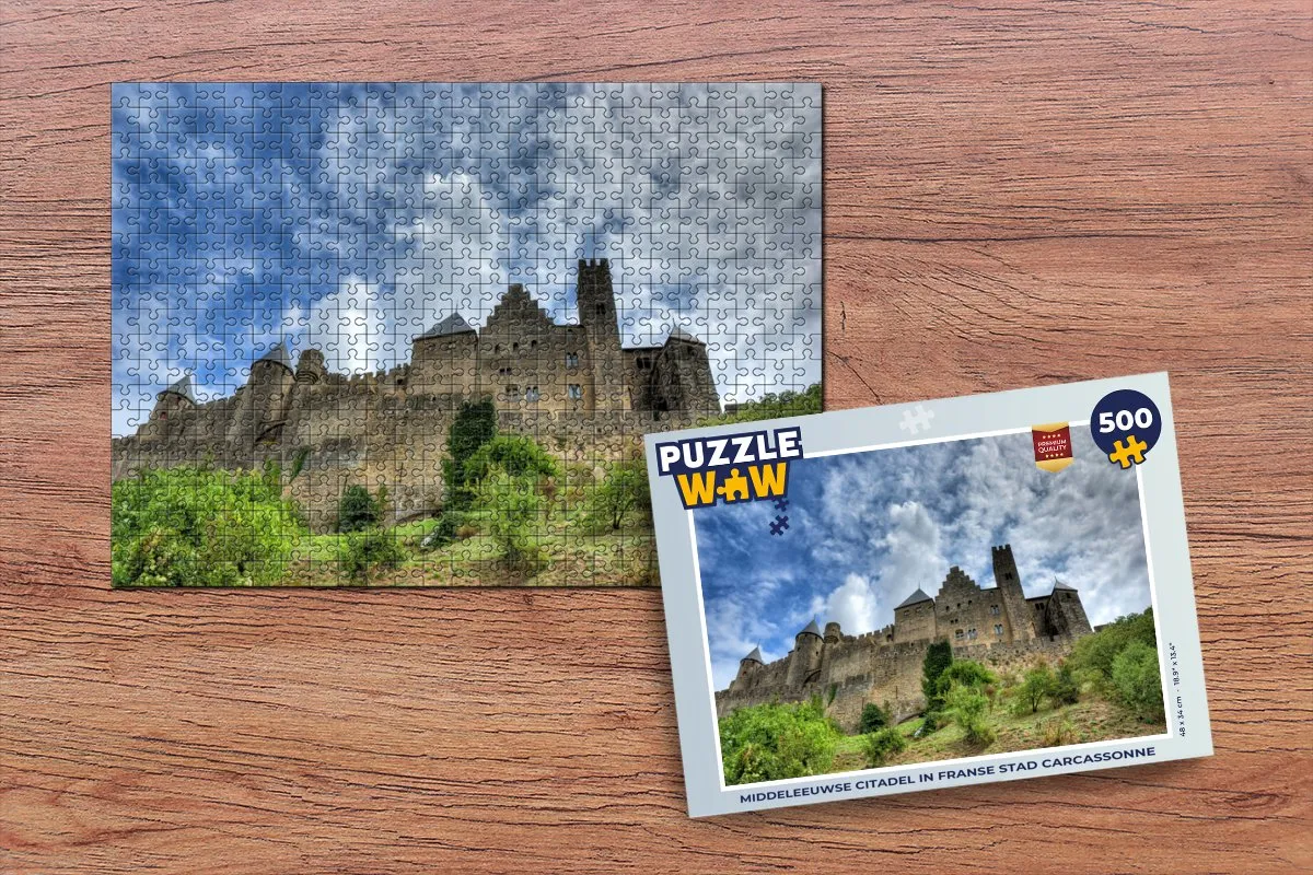 PuzzleWow Carcassonne Wolken Kasteel Legpuzzel 500 Stuks - Multicolor