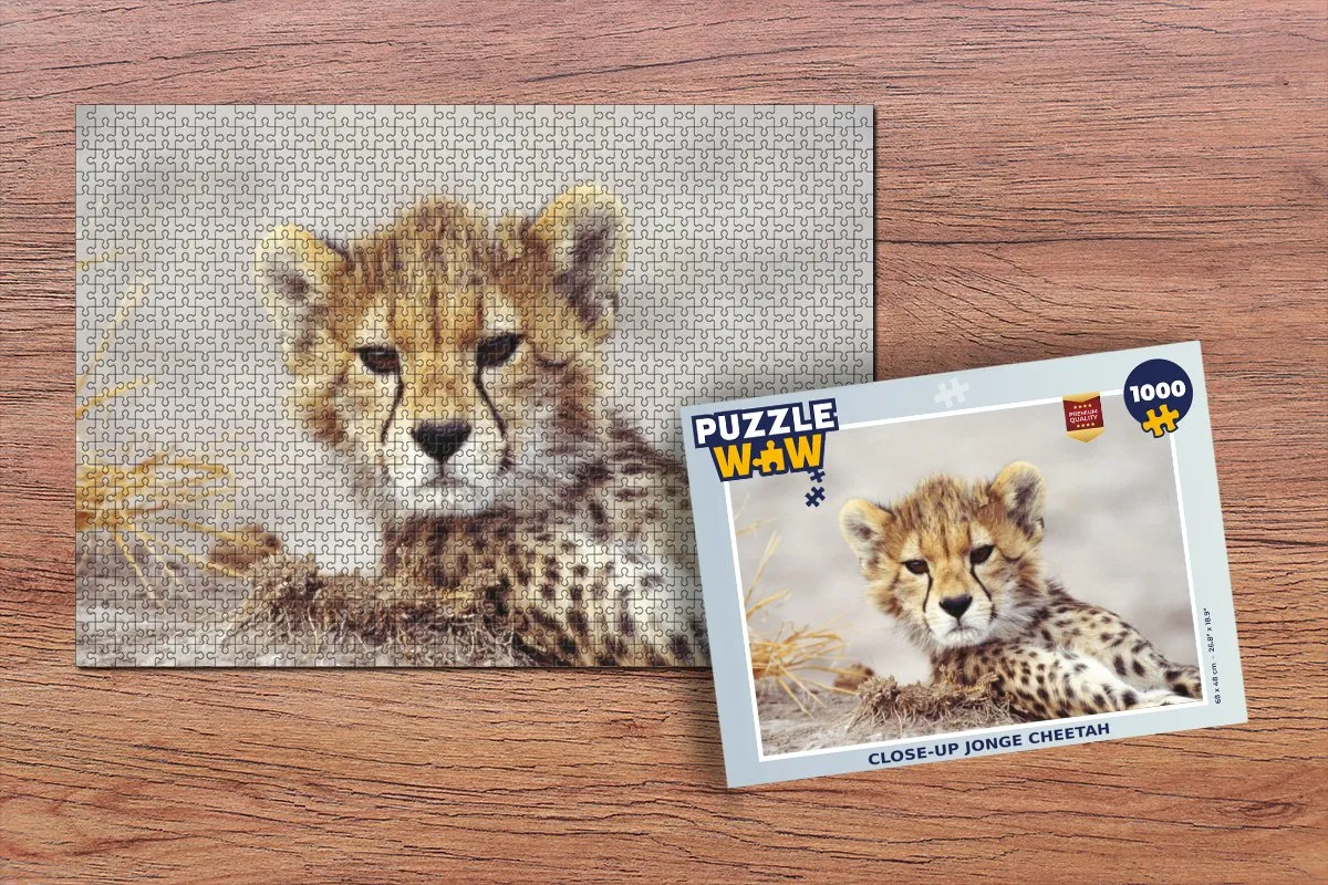 PuzzleWow Cheeta Jong Portret Legpuzzel 1000 Stuks - Multicolor
