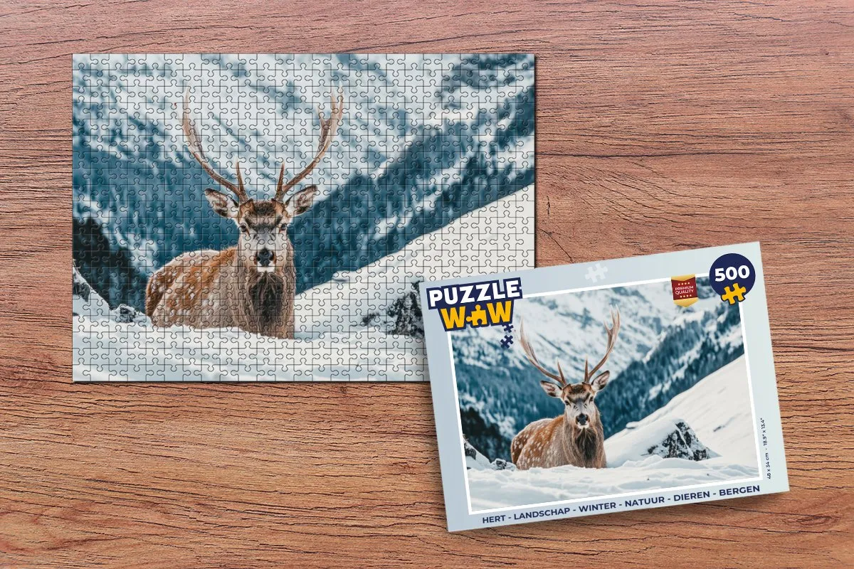 PuzzleWow Hert Landschap Puzzel 500 Stuks - Hert/Bergen
