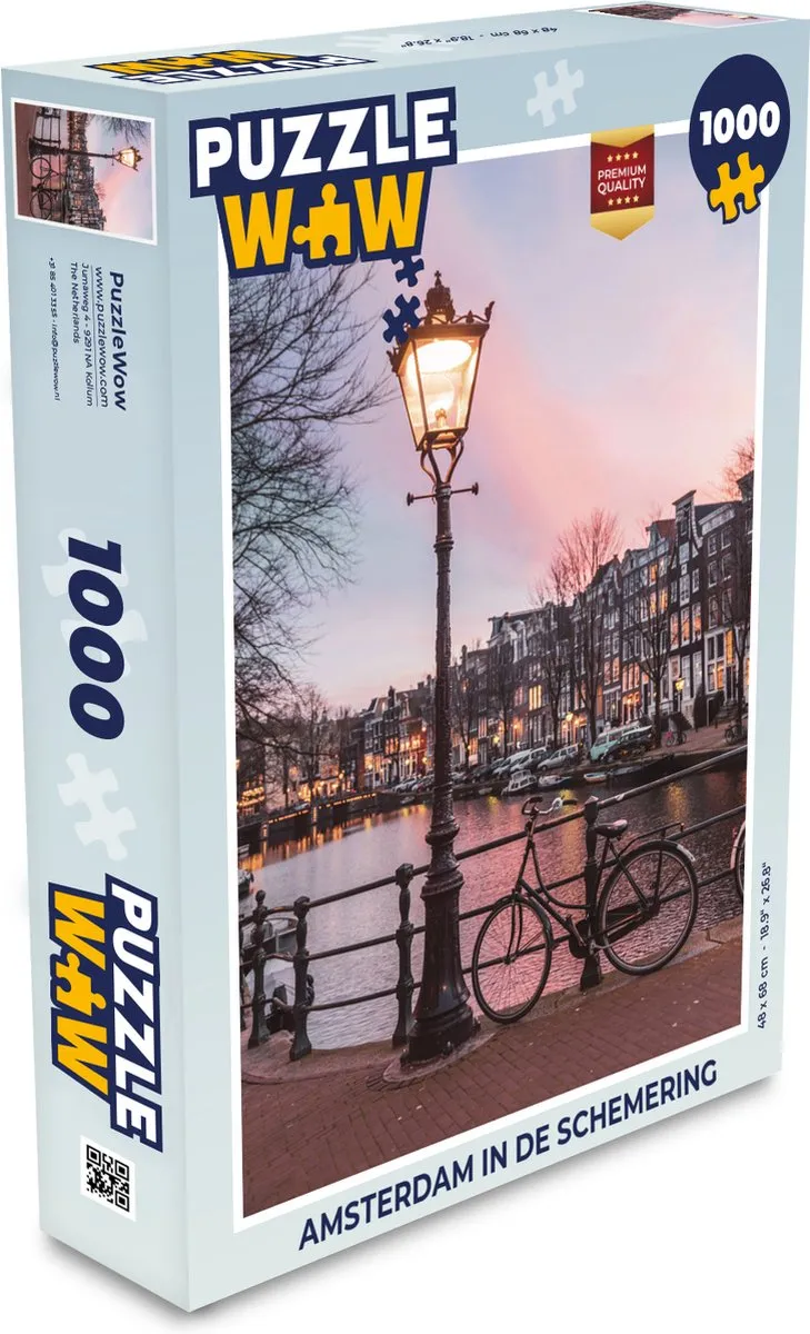PuzzleWow Amsterdam in de schemering Legpuzzel 1000 Stuks