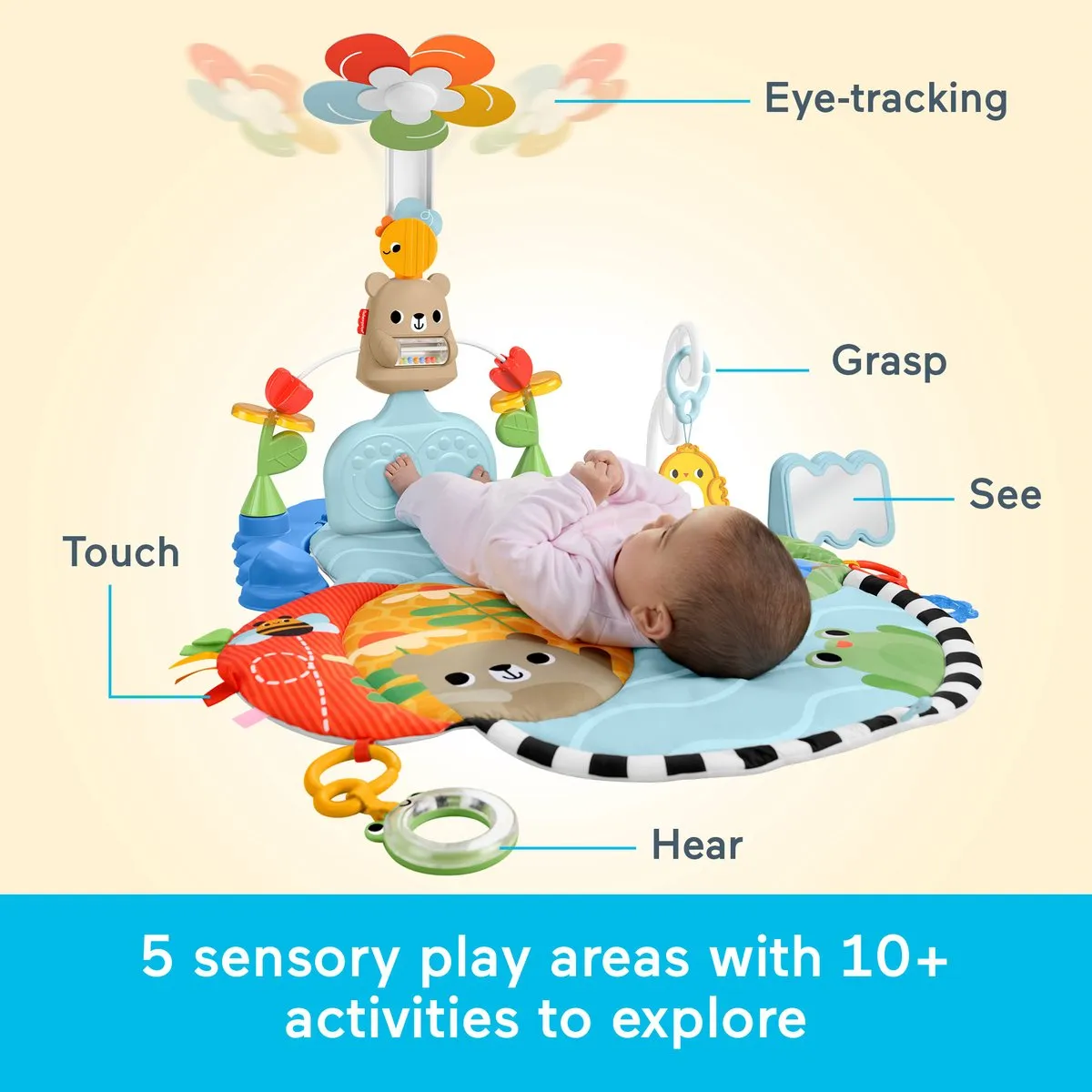 Fisher-Price 3-in-1 Trappel en Schommel Activiteitenmat - 10 Speelelementen - Meerkleurig