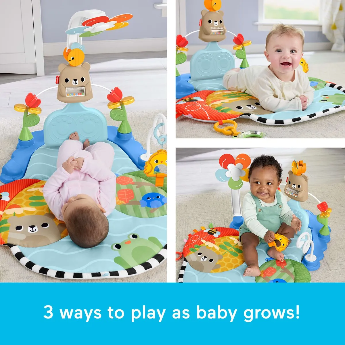 Fisher-Price 3-in-1 Trappel en Schommel Activiteitenmat - 10 Speelelementen - Meerkleurig
