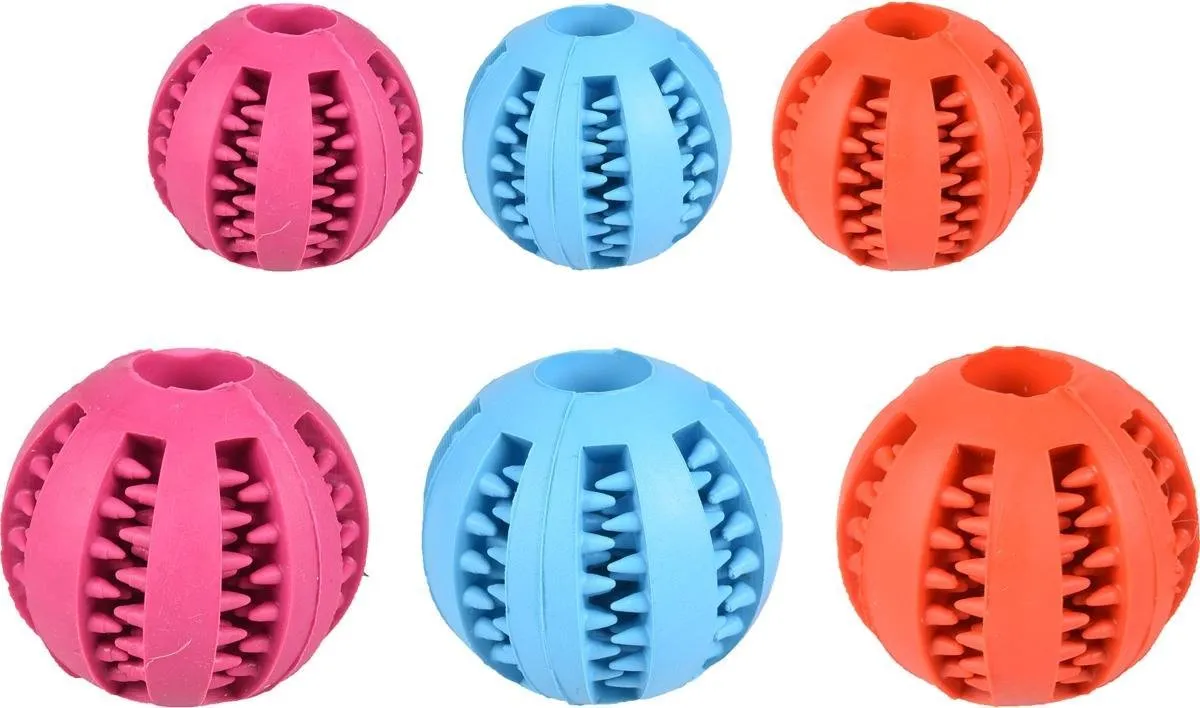 Flamingo Hondenspeelbal Dental - 5cm - Rood/Blauw/Roze