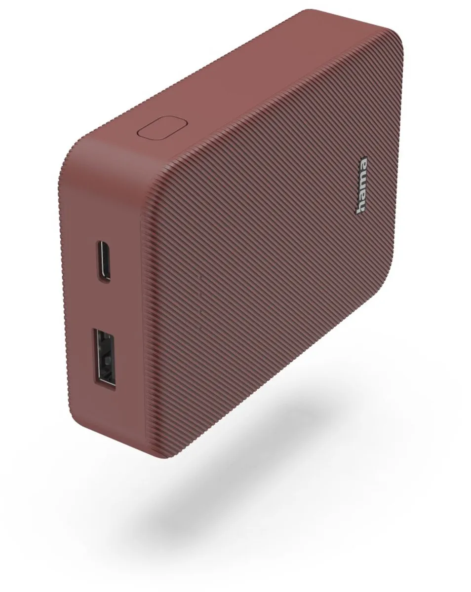 Hama Powerbank - Color - 10000mAh - 15W - 1x USB-C, 1x USB-A - Rood