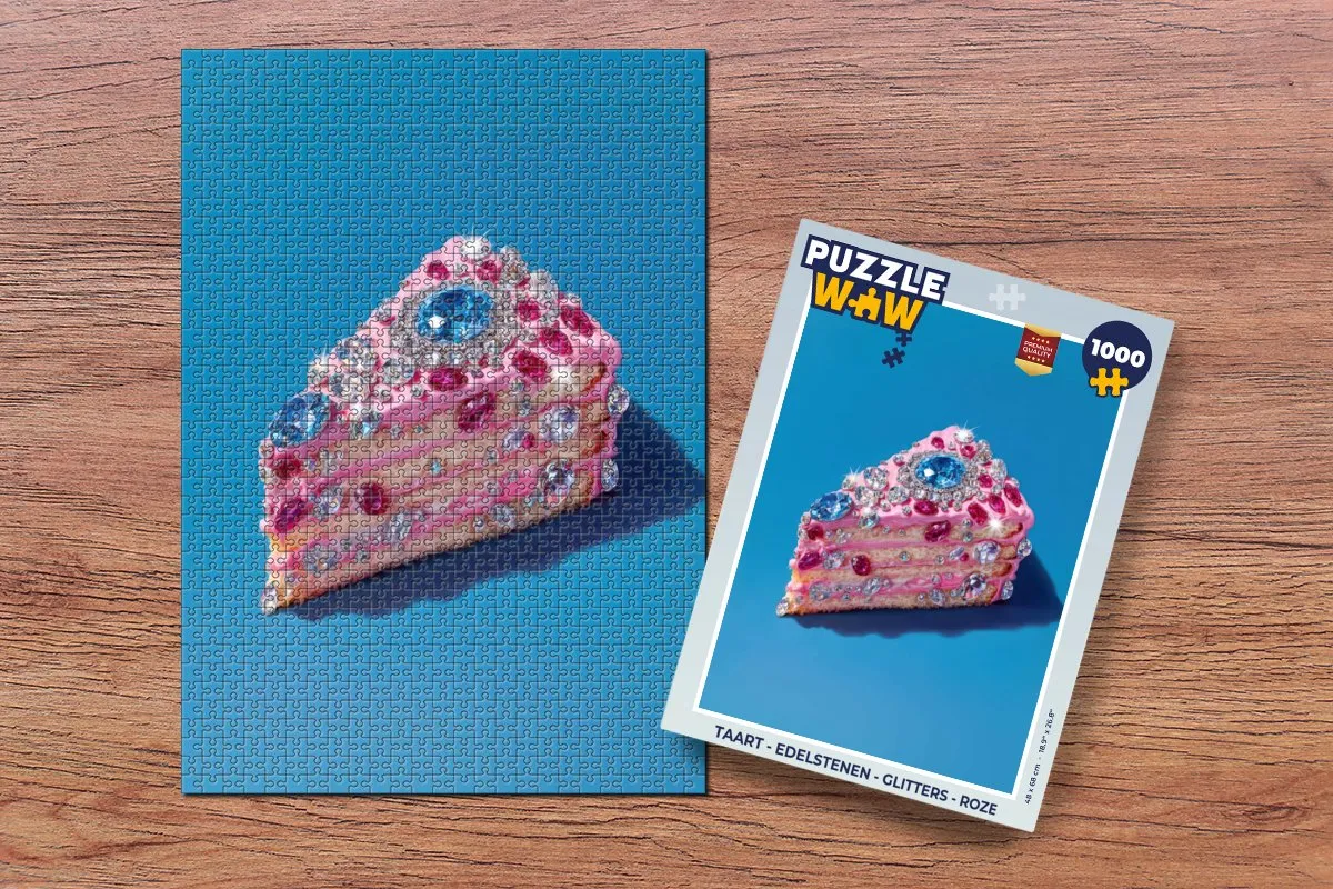 PuzzleWow Taart Edelstenen Glitters Legpuzzel 1000 Stuks - Roze