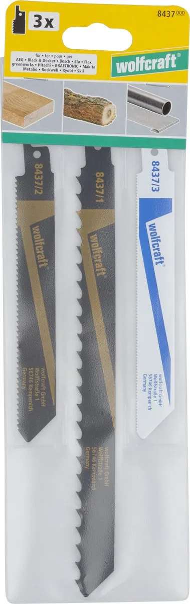 Wolfcraft Reciprozaagbladen 3-delig 8437000 - Metaal/Hout/Kunststof