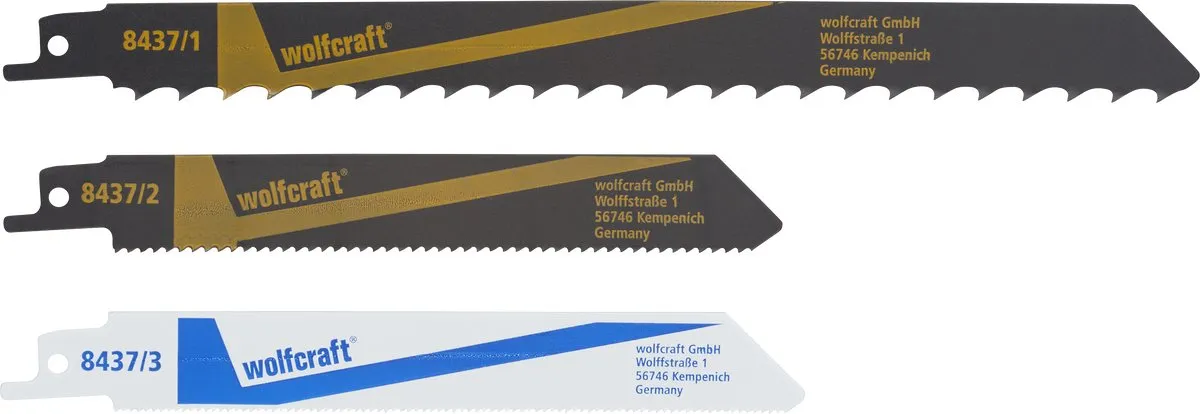 Wolfcraft Reciprozaagbladen 3-delig 8437000