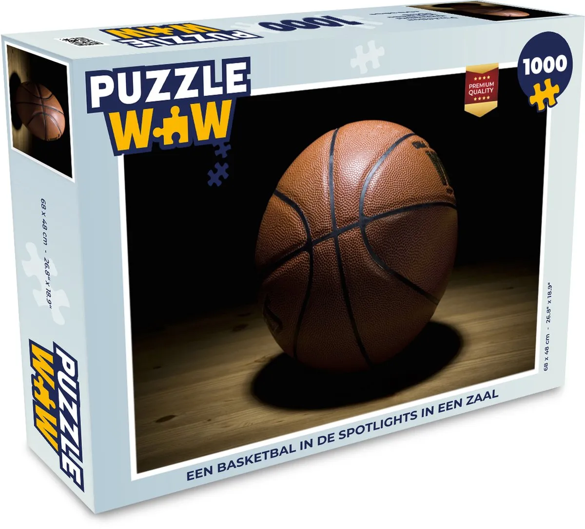 PuzzleWow Legpuzzel Een basketbal in de spotlights 1000 Stuks - Multicolor