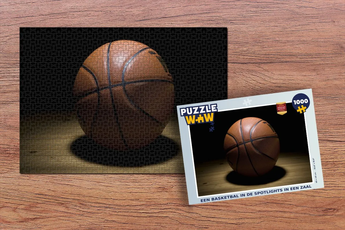 PuzzleWow Legpuzzel Een basketbal in de spotlights 1000 Stuks