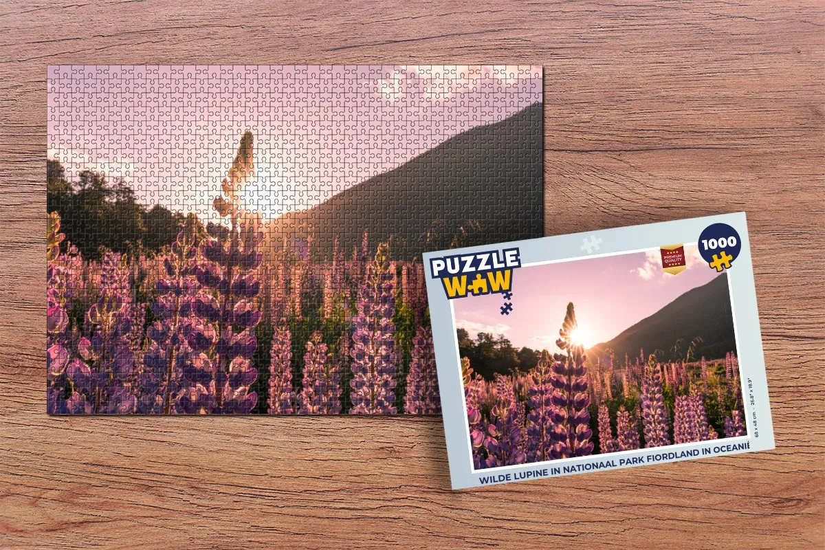 PuzzleWow Legpuzzel Wilde Lupine Fiordland 1000 Stuks - Multicolor