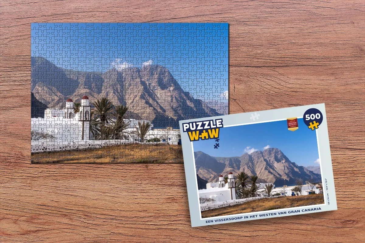 PuzzleWow Legpuzzel Een vissersdorp Gran Canaria 500 Stuks - Multicolor