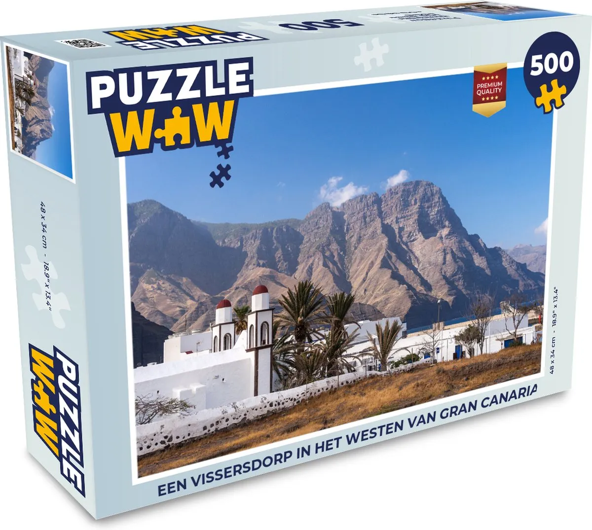 PuzzleWow Legpuzzel Een vissersdorp Gran Canaria 500 Stuks - Multicolor