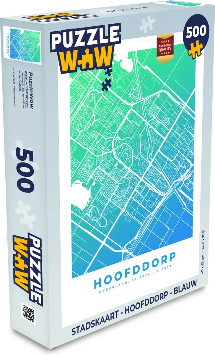 PuzzleWow Stadskaart Hoofddorp Legpuzzel 500 Stuks