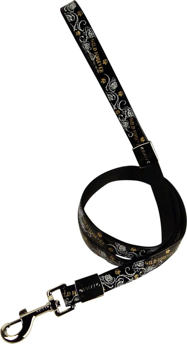 Beeztees Envy Wild Forever Hondenriem 20mm x 120cm - Zwart Bloemenmotief - afbeelding 6 van 6