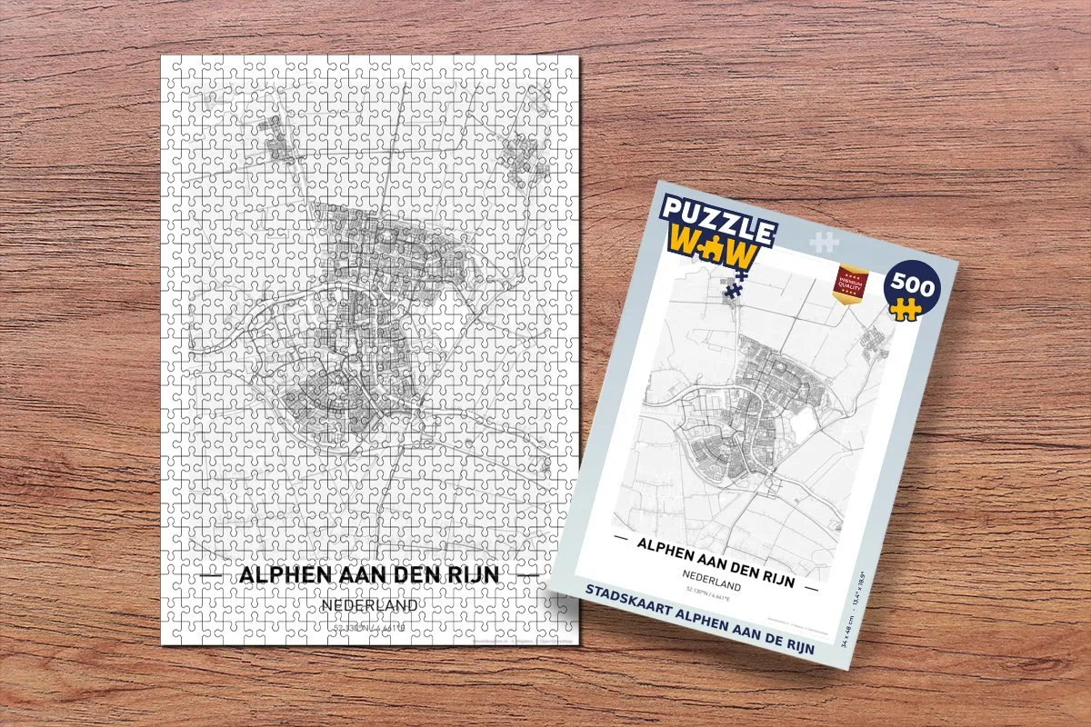 PuzzleWow Stadskaart Nederland Alphen aan de Rijn Legpuzzel 500 Stuks - Multicolor
