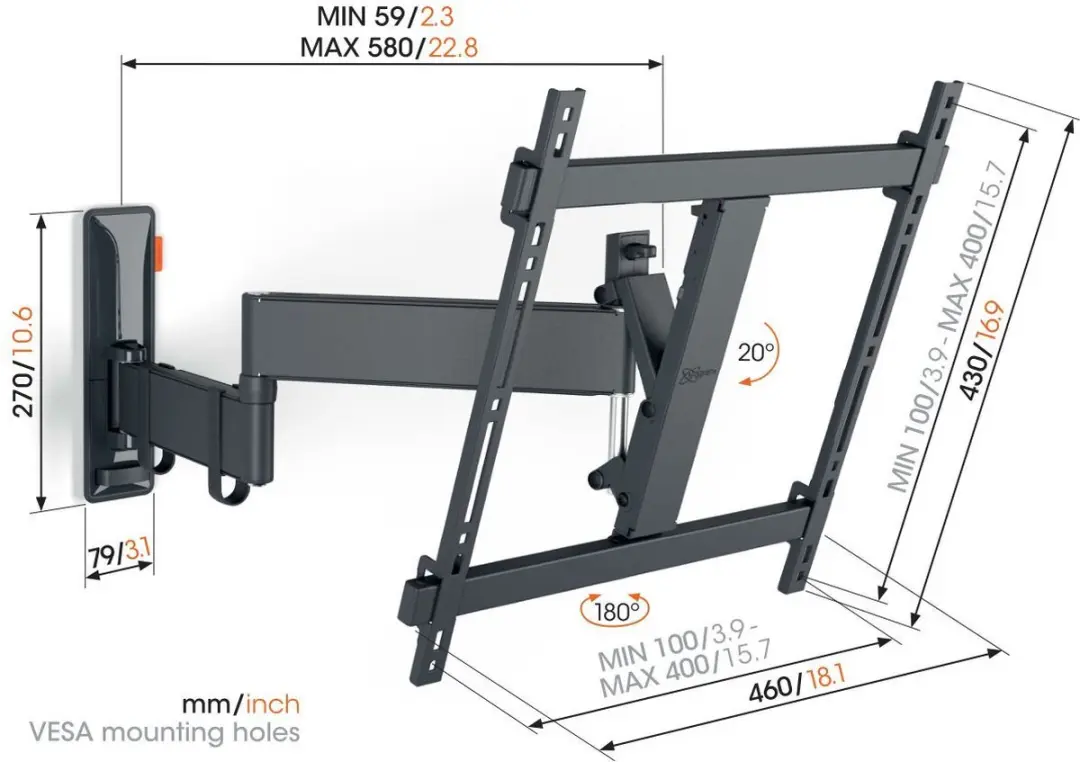 Vogel's S 3443 TV Muurbeugel 65" - Zwart - afbeelding 6 van 6