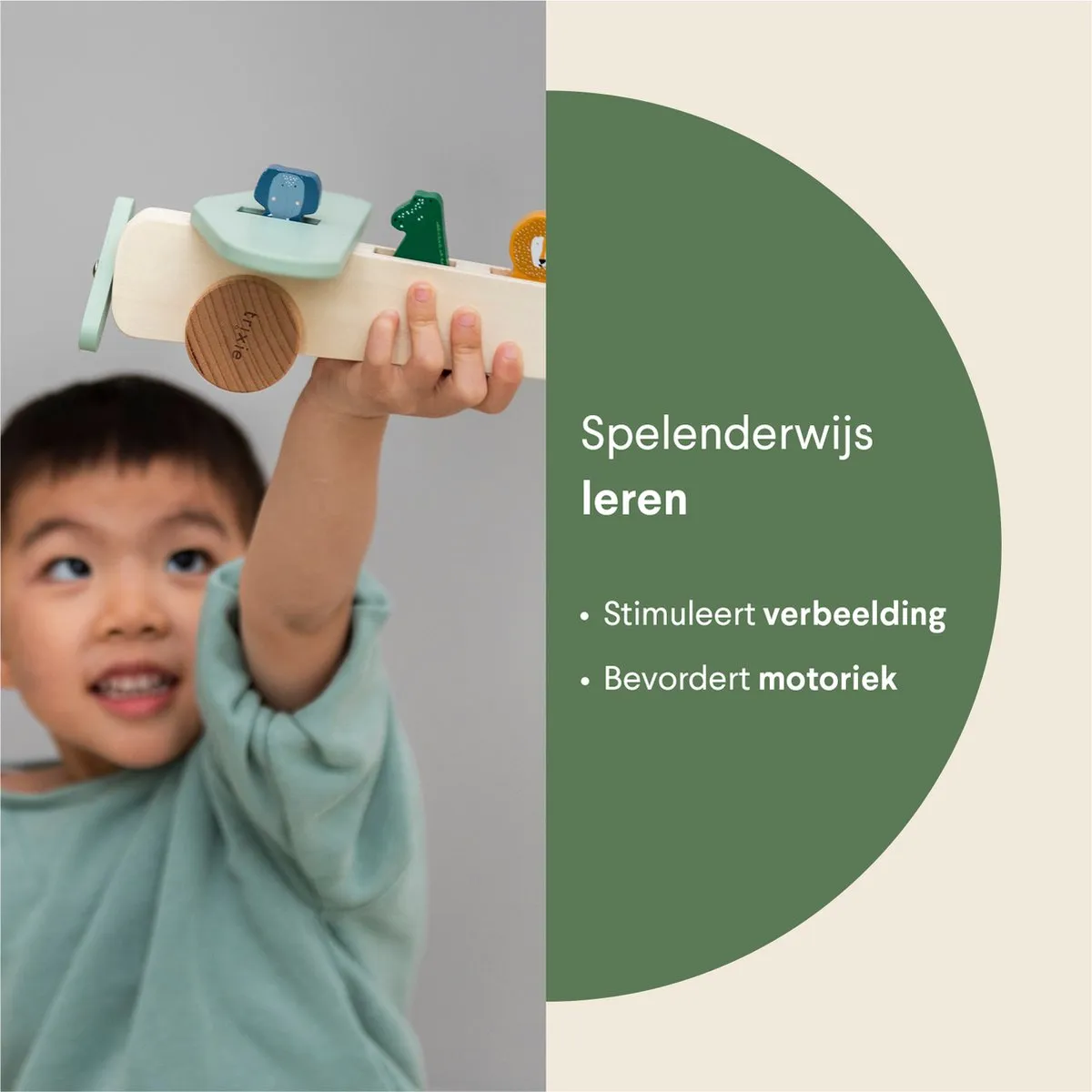 Trixie Houten Dierenvliegtuig 36-809 - Educatief Speelgoed - Multi