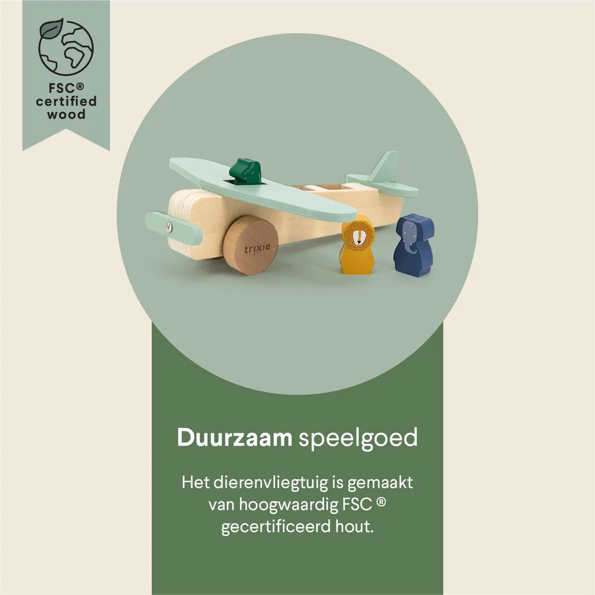 Trixie Houten Dierenvliegtuig 36-809 - Educatief Speelgoed - Multi