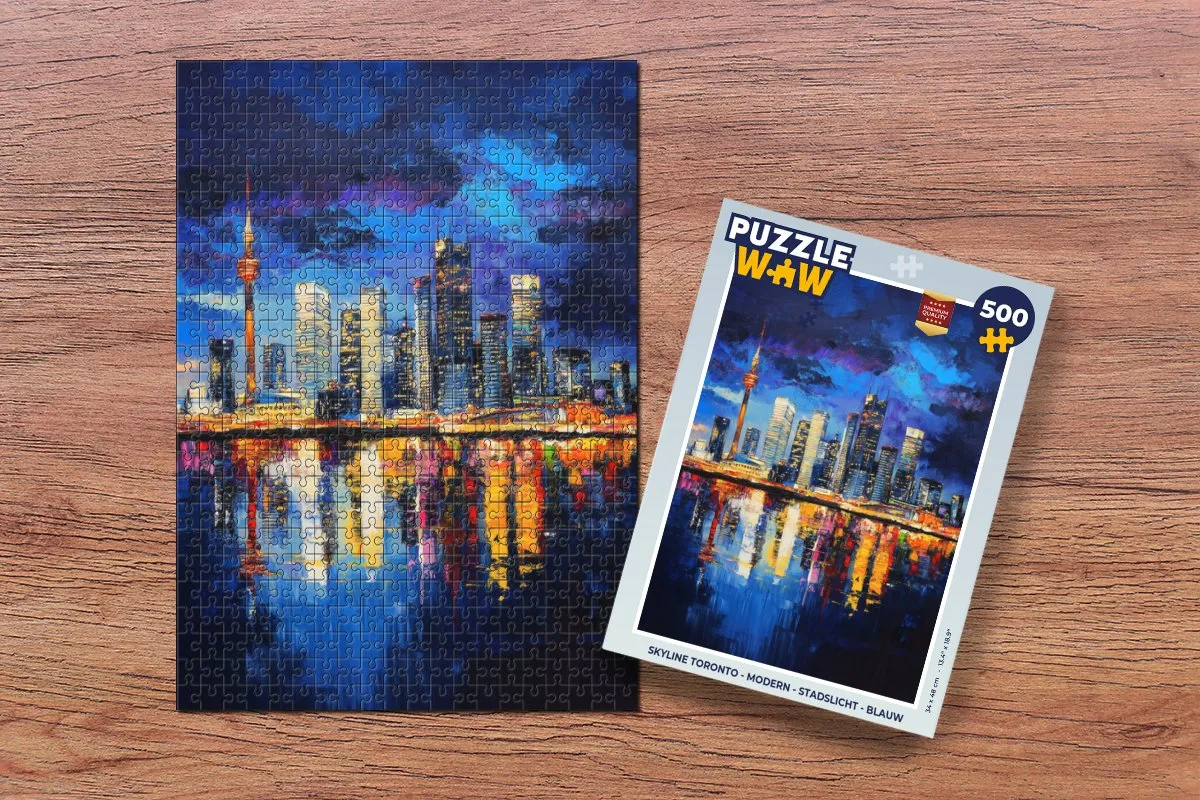 PuzzleWow Skyline Toronto Legpuzzel 500 Stuks - Blauw