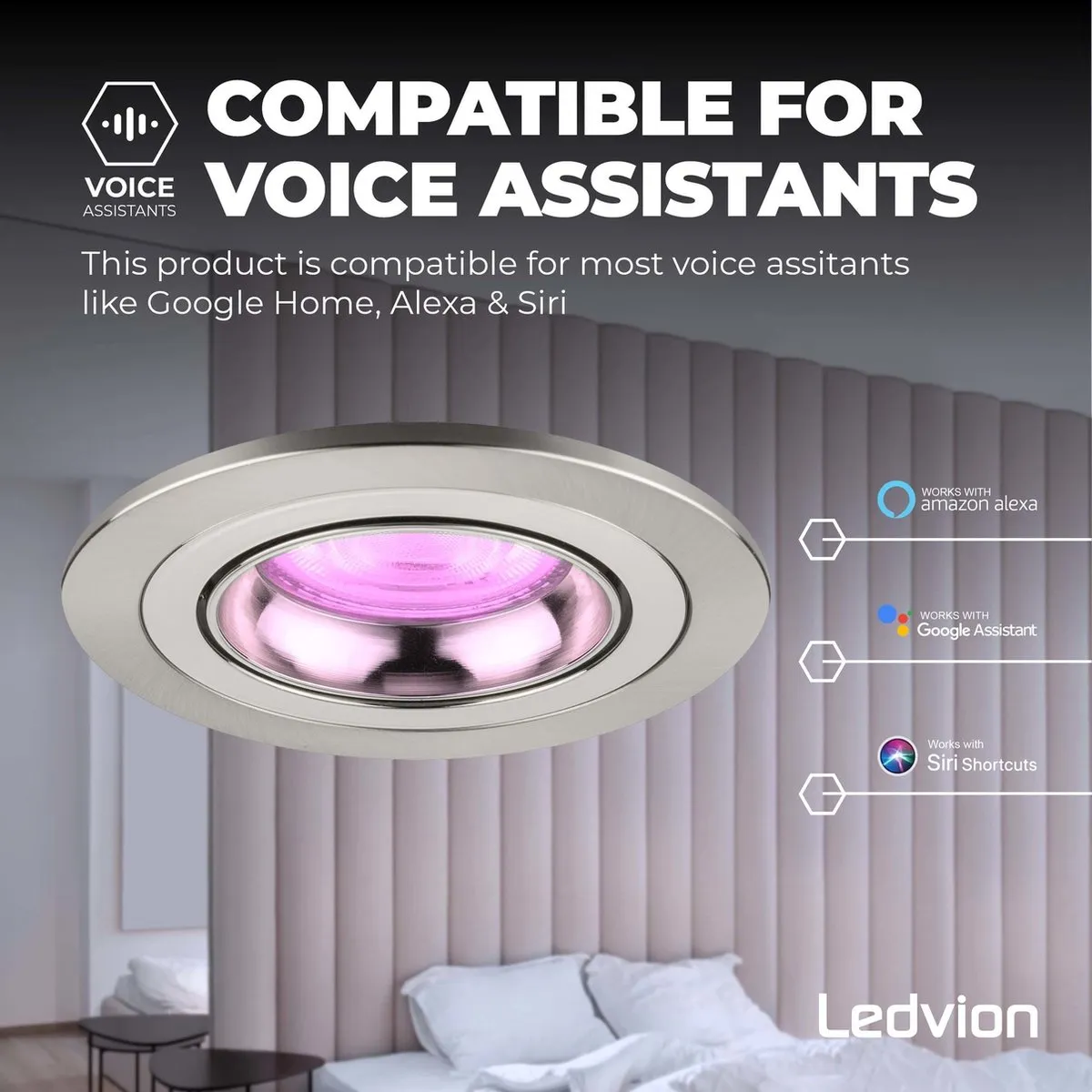 Ledvion SMART LED Inbouwspot Tokyo 4.9W - RGBW - RVS