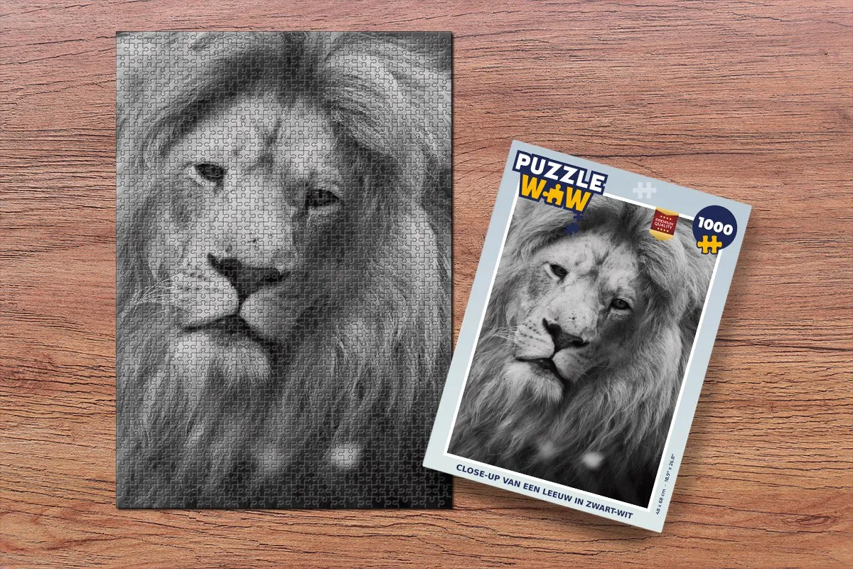 PuzzleWow Portret - Leeuw Profiel Legpuzzel 1000 Stuks - Multicolor
