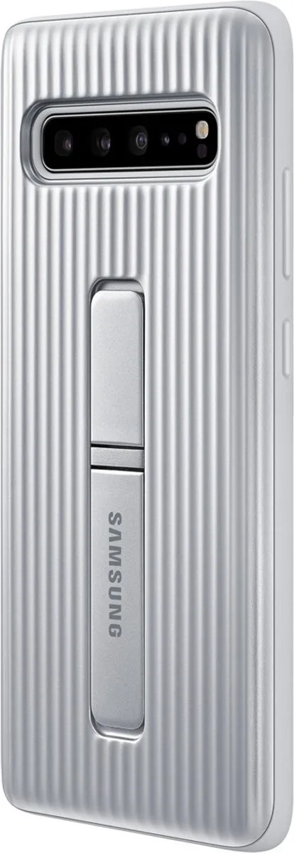 Samsung Galaxy S10 5G Beschermhoes Staand - Zilver - 8801643814151 - afbeelding 6 van 6