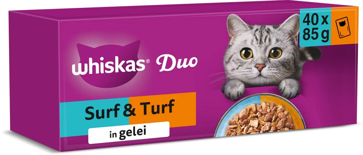 Whiskas Adult Duo Surf & Turf Selectie in Gelei - 40x85g