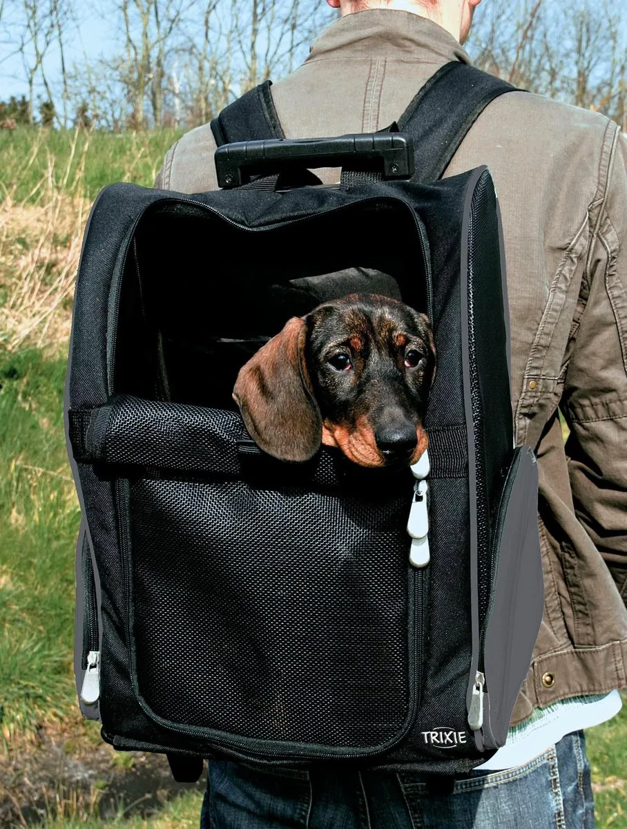 Trixie Reismand Trolley - Kleine Hond en Kat tot 8 kg - Zwart/Grijs