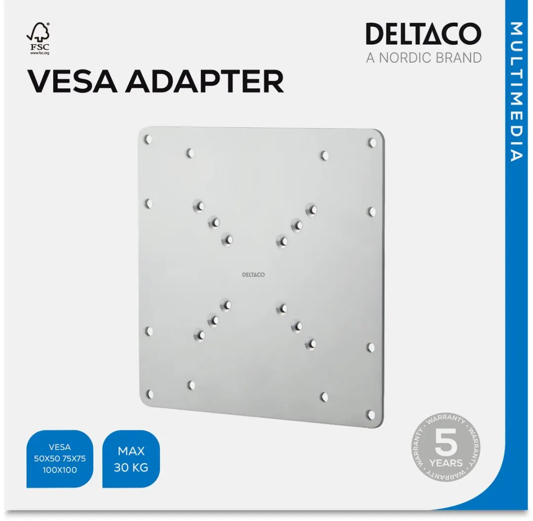 Deltaco ARM-414 VESA Beugel Converter - 30kg - Zilver - afbeelding 4 van 5
