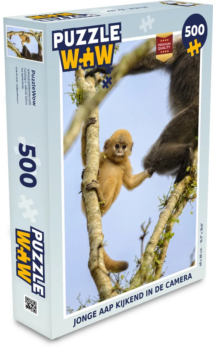 PuzzleWow Jonge Aap Legpuzzel 500 Stuks