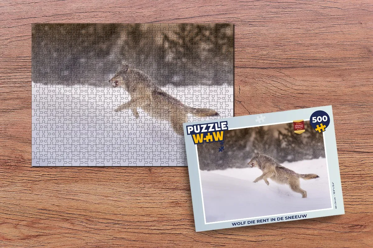 PuzzleWow Die Rent in de Sneeuw Legpuzzel 500 Stuks - Multicolor