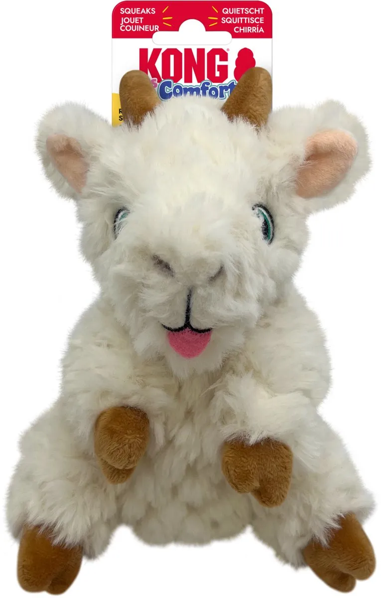 KONG Comfort Tykes Goat Hondenspeelgoed S - Bruin/Wit