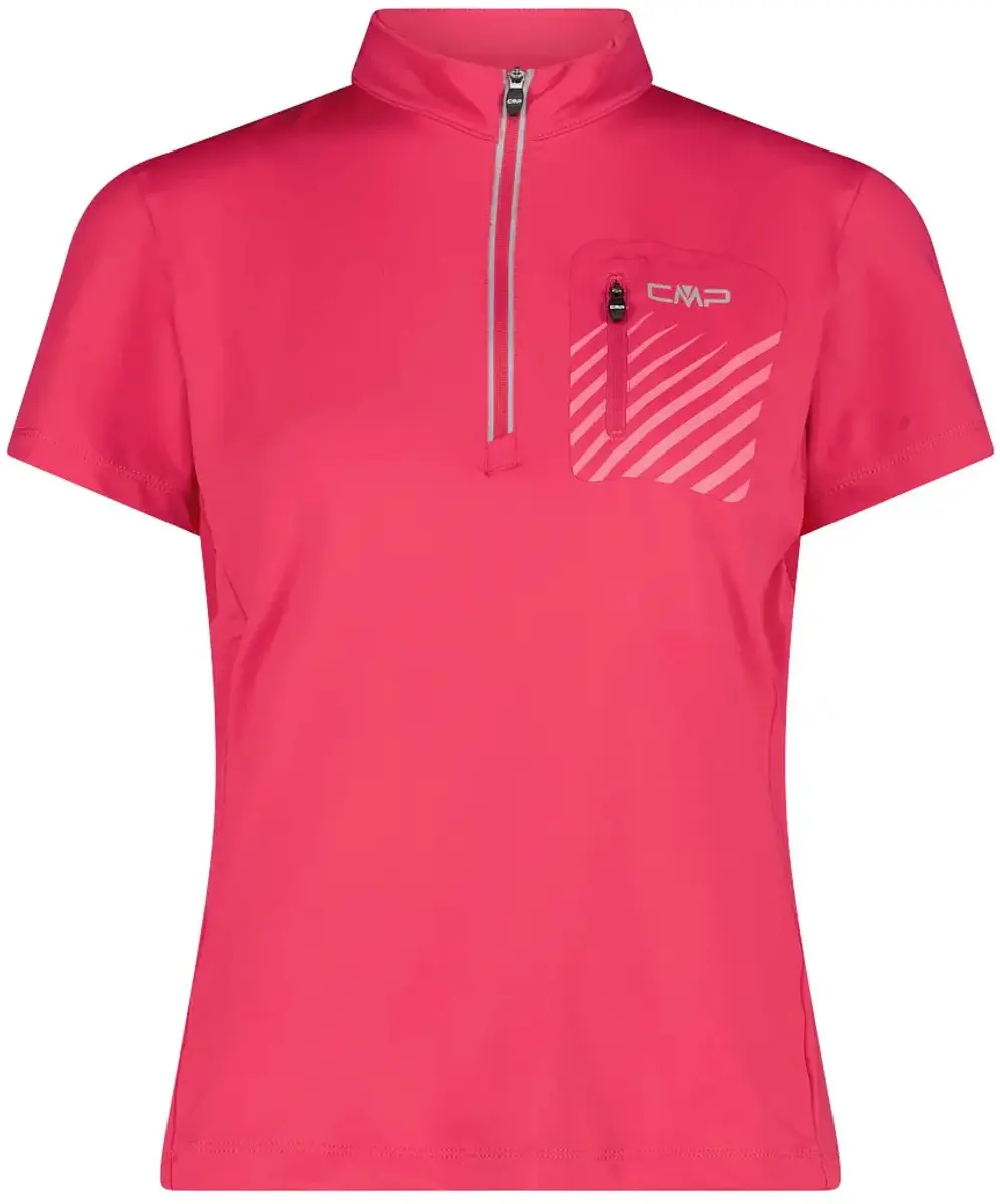 CMP T-shirt ½ Zip Magenta