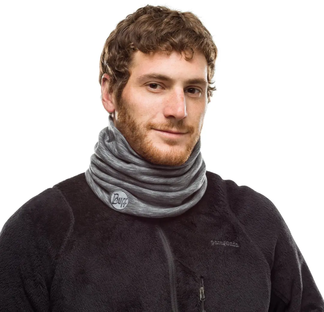 Buff Merino Heavyweight Multistripes Fog Grey Nekwarmer - afbeelding 4 van 6