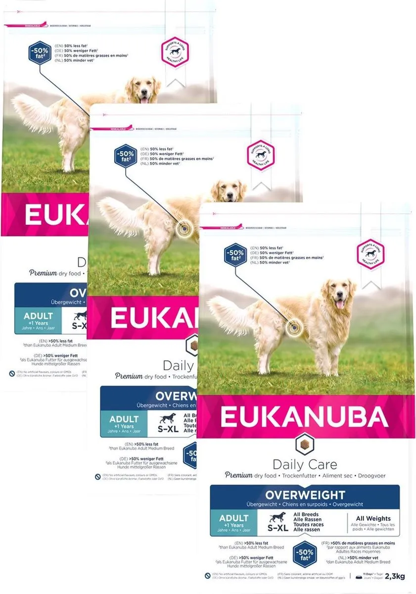 Eukanuba Daily Care Adult Weight Care Hondenvoer - 3x2.3kg - afbeelding 2 van 2
