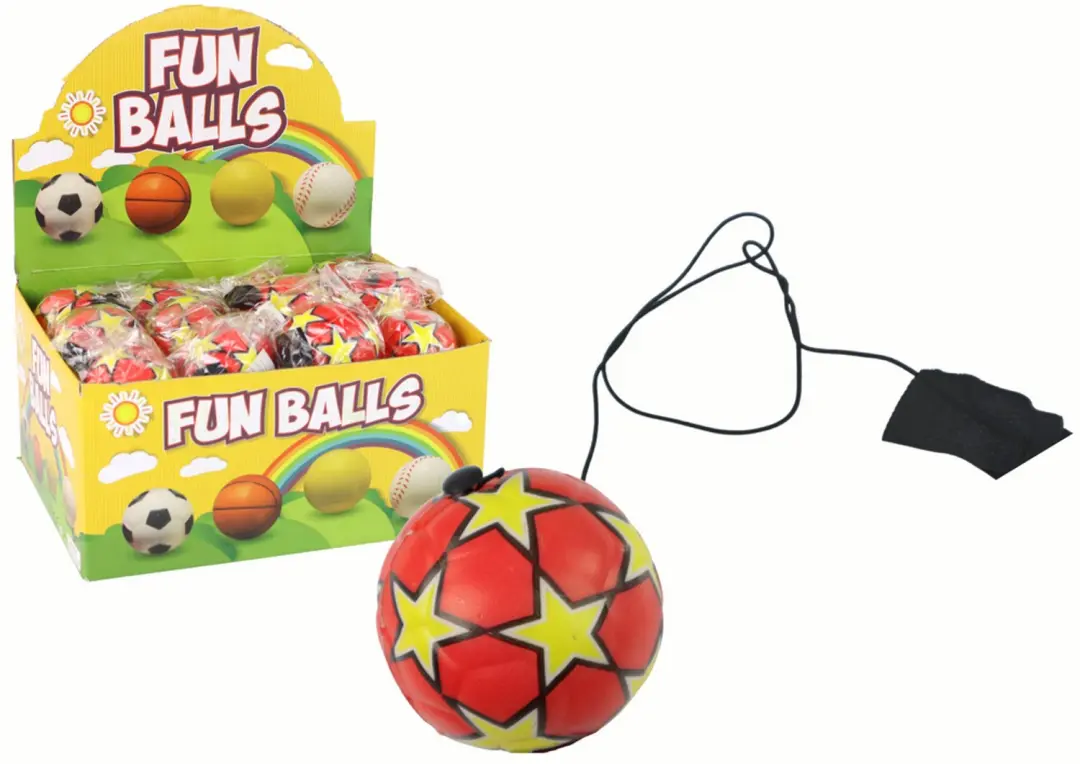 Pu-voetbal met een Jojo-elastiek voor het stuiteren van rode sterren van 6 cm