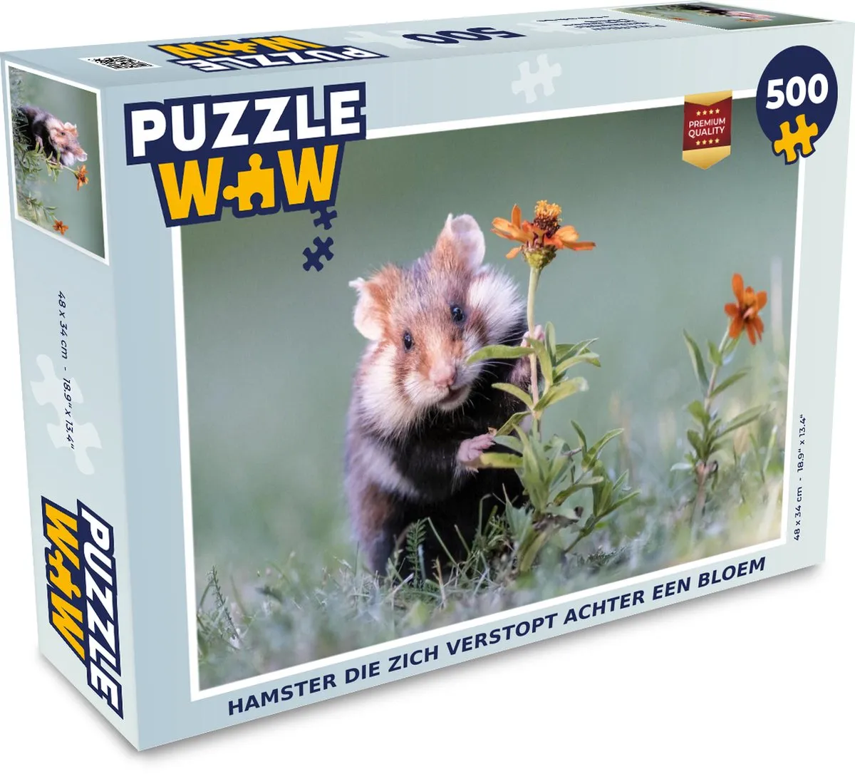 PuzzleWow Hamster Bloem Legpuzzel 500 Stuks