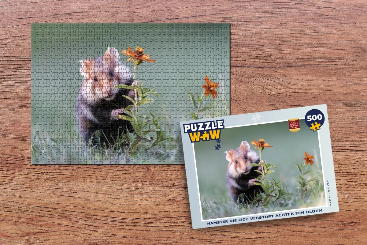 PuzzleWow Hamster Bloem Legpuzzel 500 Stuks - Multicolor