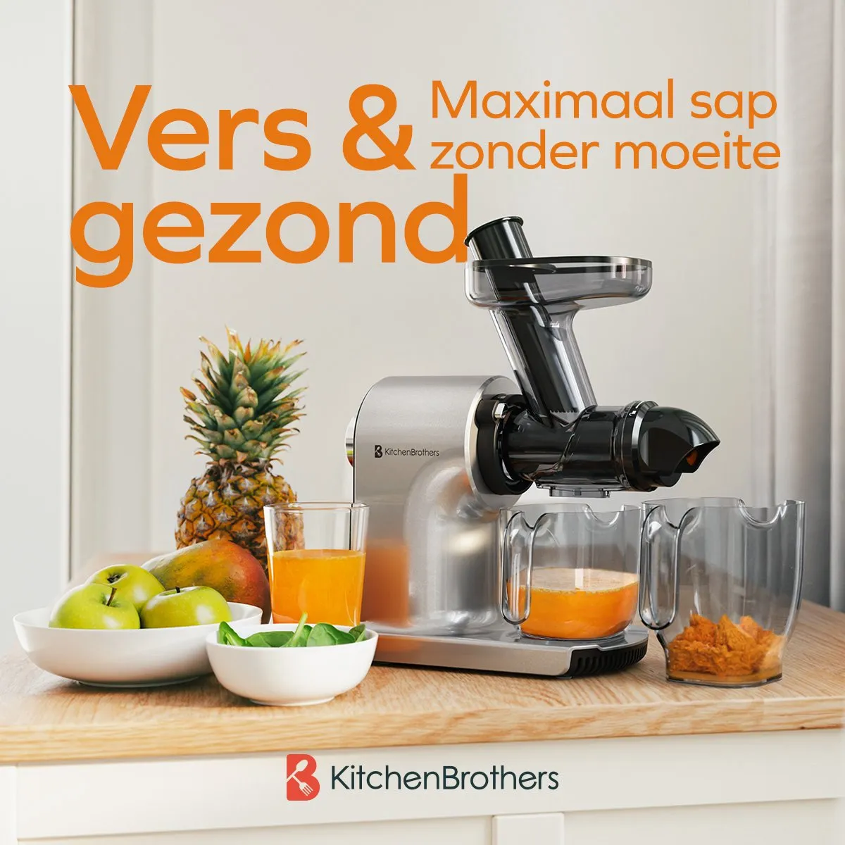 KitchenBrothers KB1004119 Slowjuicer - 150W - 500ml - Grijs