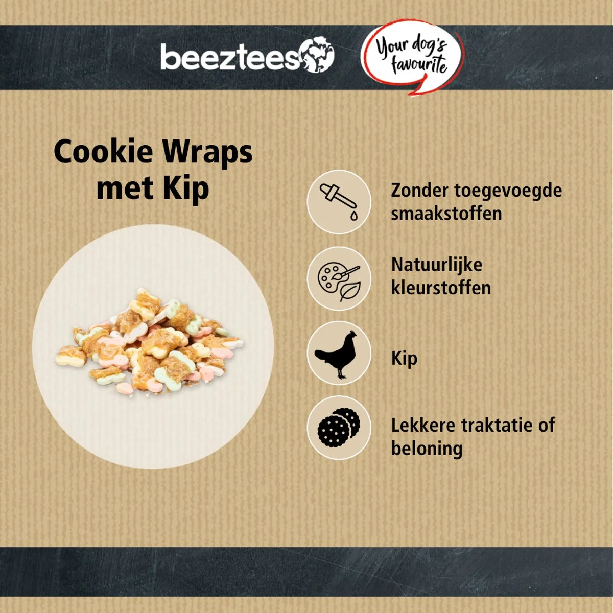 Beeztees Tasty Treats Cookie Wraps Kip - 400g